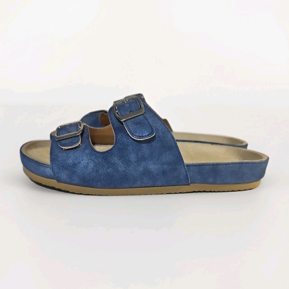 Comfortview‎ Slide Sandals Womens 8w Blue Double Strap Adjustable Buckle Flat - Picture 6 of 9
